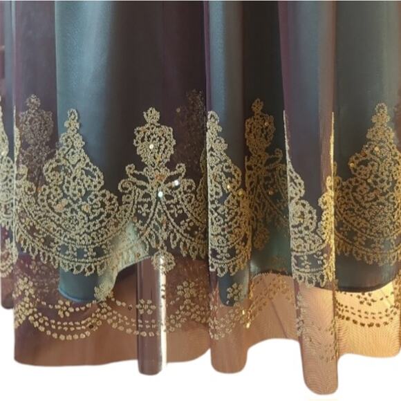 Adrianna Papell Boutique Halter Dress Sheer Embellished Size 8 Green Whimsigoth - Picture 7 of 12